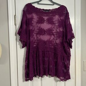 Lane Bryant Relaxed Peplum Lace Blouse
